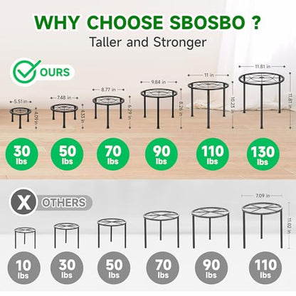 Sbosbo 6 Pack Metal Plant Stands Heavy Duty Plant Stand for Indoor Outdoor