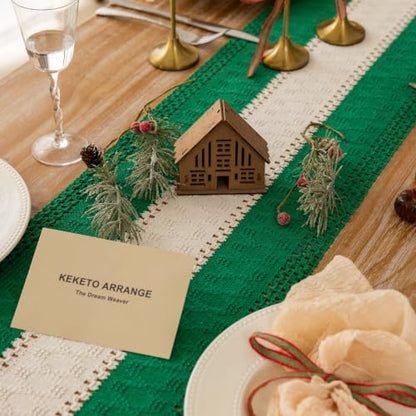 Keketoarrange Christmas Green Boho Table Runner 12x48 Inch - color: Christmas Green, size: 48"L
