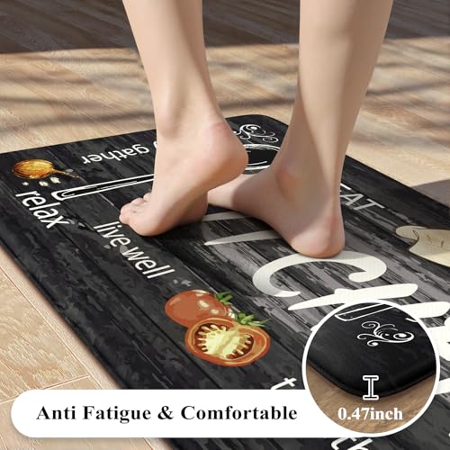 KIMODE Anti Fatigue Kitchen Mat 2PCS,Non Slip Waterproof Kitchen Rugs Grey - color: Kitchen/Grey, size: 59"L x 17.3"W x 0.47"Th + 29"L x 17.3"W x 0.47"Th