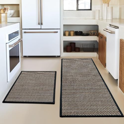 Artoid Mode Non-Skid Kitchen Rugs and Mats Set of 2-17x29 + 17x47 - color: Black, size: 17" x 29" /17" x 47"