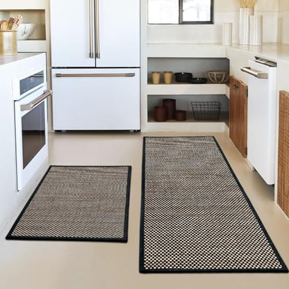 Artoid Mode Non-Skid Kitchen Rugs and Mats Set of 2-17x29 + 17x47 - color: Black, size: 17" x 29" /17" x 47"