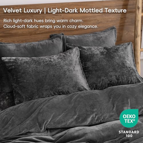 PHF Truly Velvet Pillowcases King Size, No Insert, 2 Pack Ultra Soft Breathable Pillow Shams Covers with Envelope Closure, 20" X 36" Luxury Cozy Warm Fuzzy Flannel Pillow Cases, Charcoal/Dark Grey - color: Dark Grey, size: 36" x 20" (Pack of 2)