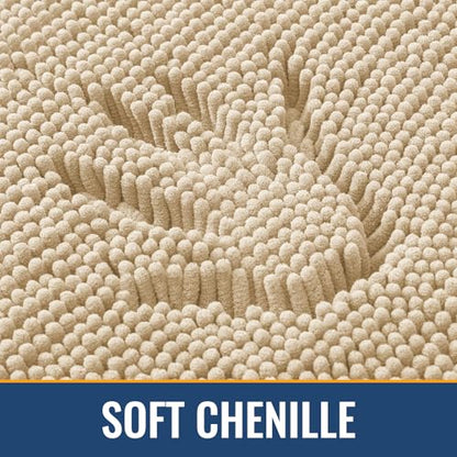 Arotive Bathroom Rugs 40x32, Soft Absorbent Shaggy Chenille Bath Rugs - color: Beige, size: 40" X 32"