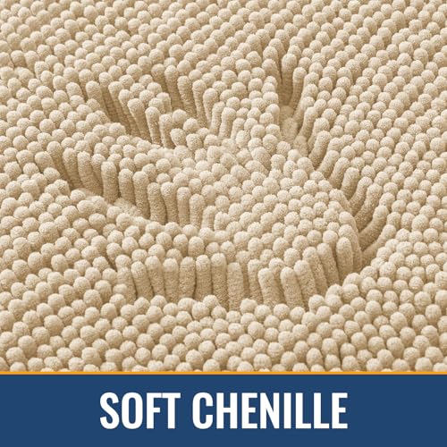 Arotive Bathroom Rugs 36x24, Soft Absorbent Shaggy Chenille Bath Rugs - color: Beige, size: 36" X 24"