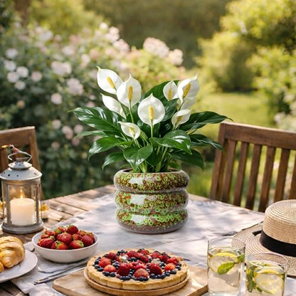 Ceramic 6 inch Plant Pot - Planter for Indoor Plants with Drainage Hole - color: Green-s