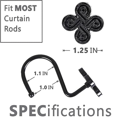 Matte Black Shower Curtain Hooks: Rust Proof Metal Curtain Rings, 12Pcs - color: Matte Black
