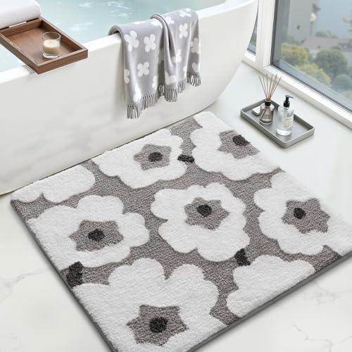 LUMI Square Bathroom Rug 32x32, Soft Absorbent Bath Mat, Non Slip - color: Elegant Black, size: 32"x32"