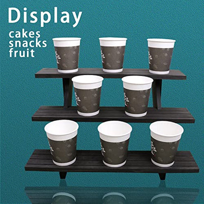 3 Tier Earring Display Stands For Selling, Retail Display Riser Earring, Ring Holder Stand, Removable Countertop Small Merchandise Display Stand, for Figures,Cupcake, Photo (Brown color) - color: brown