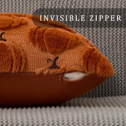 DFXSZ Fall Pillow Covers 18x18 Set of 2 Rust Pumpkin Embroidery - color: Rust, size: 18" x 18" (Pack of 2)