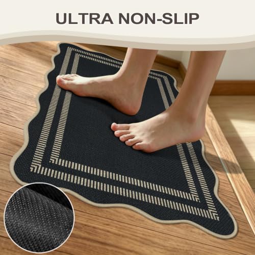 Kitchen Rugs Sets of 2 PCS, Non Slip Cushioned Rug for Kitchen Floor - color: Scalloped, size: 17.3"x30"+17.3"x47"