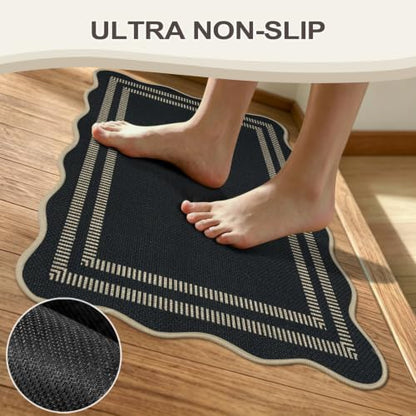 Kitchen Rugs Non Slip Washable, 17.3"x30" Scalloped Rug - color: Scalloped, size: 17.3"x30"
