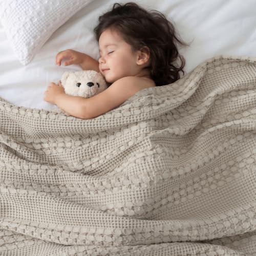 PHF Lightweight 100% Cotton Waffle Throw Blanket for Couch, Pearl Gray - color: 20 Pearl Gray, size: Throw(50"x60")