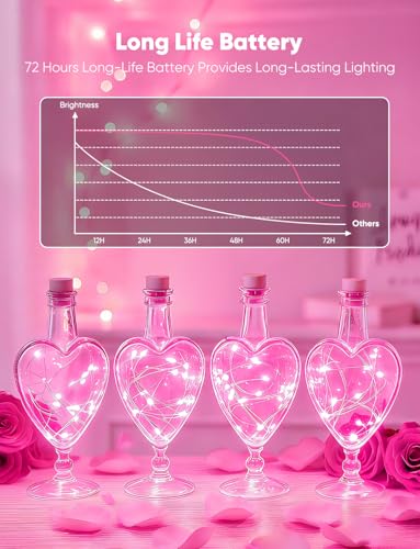 Brightown 12 Pack Valentine's Day Pink Fairy Lights Battery Operated - color: Pink, size: 12 PC