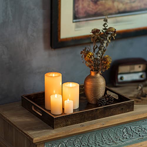 Hanobe Decorative Coffee Table Tray, Ottoman Serving Topper with Handles - size: 13.4" x 9.5" x 1.8"