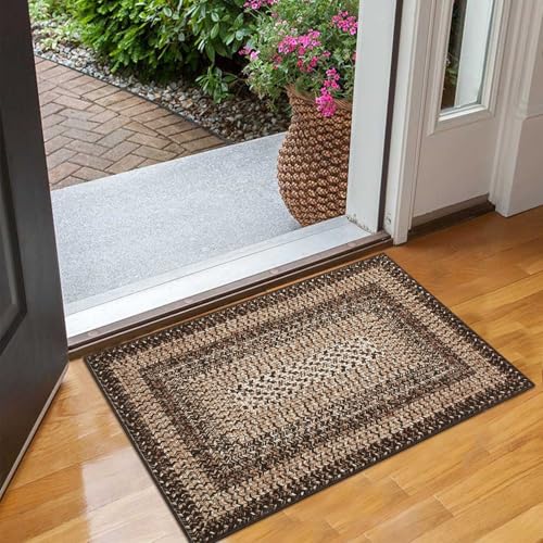 RUGSREAL Entryway Rug 2x3 Small Bedroom Washable Rus with Rubber Backing - color: Brown, size: 2' x 3' (Rectangular)