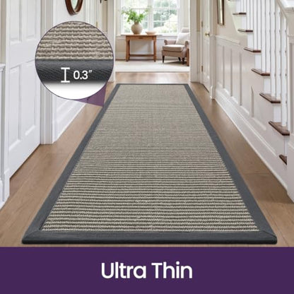 DEXI Jute Runner Rug 2'4''x10', Rug Runners for Hallways, Natural/Grey - color: Natural/Grey, size: 2'4" x 10' (Runner)