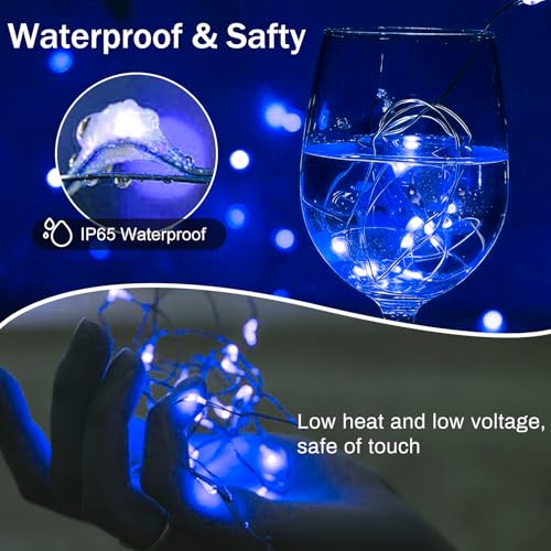 24 Pcs Blue Fairy Lights Waterproof 7Ft 20LED String Light - color: Blue, size: 24 PCS