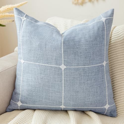 vctops Pack of 2 Rustic Lattice Throw Pillow Covers (Plaid Blue,16"x16") - color: Plaid Blue, size: 16" x 16" (Pack of 2)