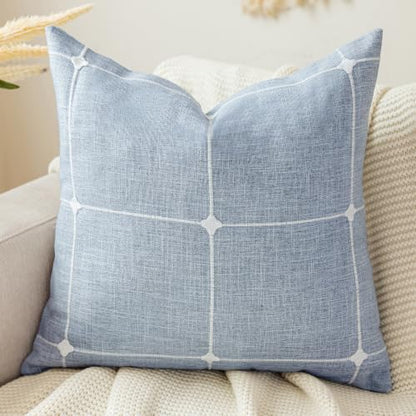 vctops Pack of 2 Rustic Lattice Throw Pillow Covers (Plaid Blue,16"x16") - color: Plaid Blue, size: 16" x 16" (Pack of 2)