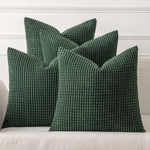MIULEE Decorative Pillow Covers 18x18 Inch Set of 4 Christmas Dark Green - color: Dark Green, size: 18" x 18" (Pack of 4)