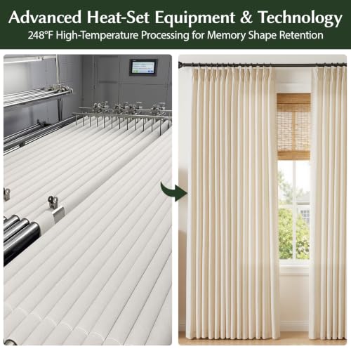 Semi Sheer Pinch Pleated Linen Curtains for Living Room 90 Inches, Cream - color: Cream, size: 40"W x 90"L (Pack of 2)