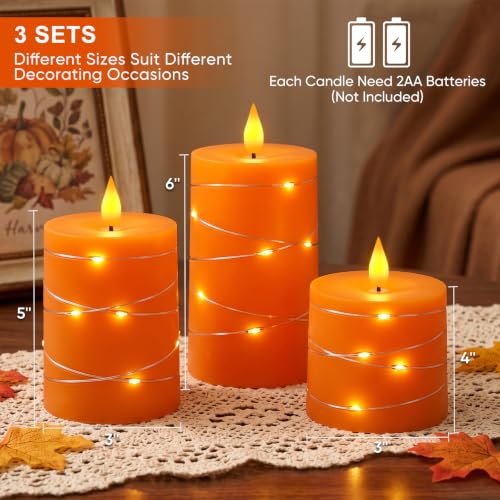 Raycare Orange Battery Operated Flameless Pillar Candle with Remote Timer - color: 3pcs-Orange