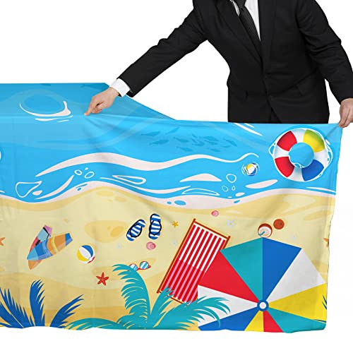 Gatherfun Beach Theme Party Supplies Summer Pool Disposable Tablecloth Plastic Waterproof Table Cover for Hawaiian Party Birthday Decorations, 3 Pack 54X108inch - style: Beach
