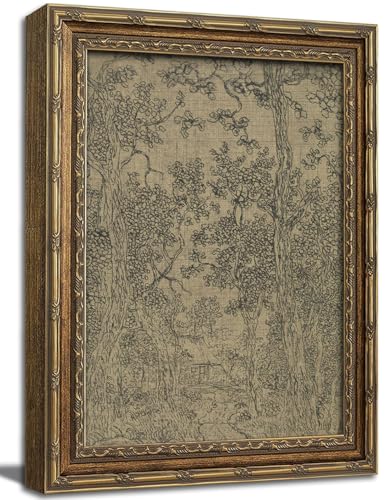 Vintage Gold Framed Wall Art Antique Sketch Landscape Wall Decor Picture Dark Moody Retro Country Farmhouse Gallery Aesthetic Poster Print for Living Room Bedroom Kitchen Shelf 16x24in - color: Antique Sketch, size: 24"L x 16"W