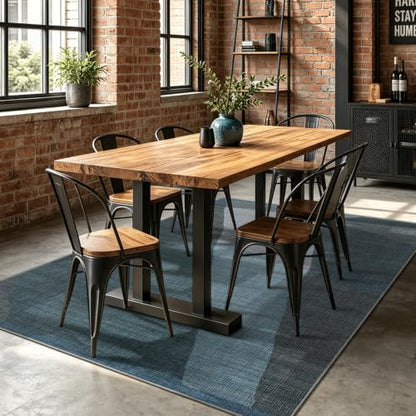 YIHOUSE Mid Century Modern Rug, Washable Non-Slip Low Pile, Blue, 5x7 ft - color: Blue, size: 5' x 7' (Rectangular)