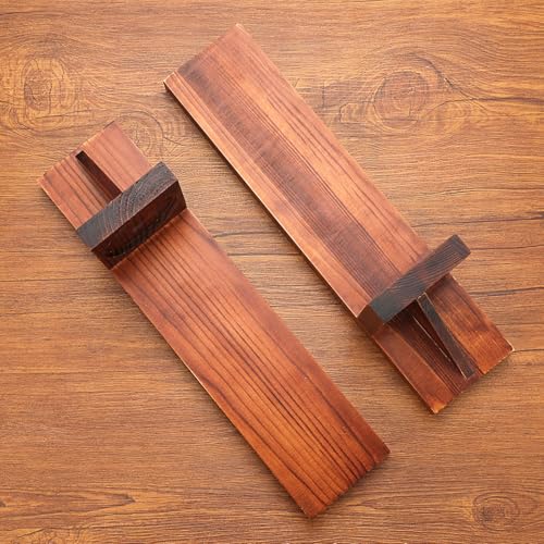 OwnMy 2PCS Wood Wall Candle Sconces Rustic Wall Mount Pillar Candle Sconces - color: Brown