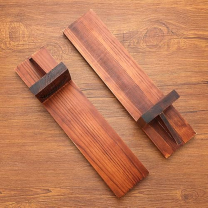 OwnMy 2PCS Wood Wall Candle Sconces Rustic Wall Mount Pillar Candle Sconces - color: Brown