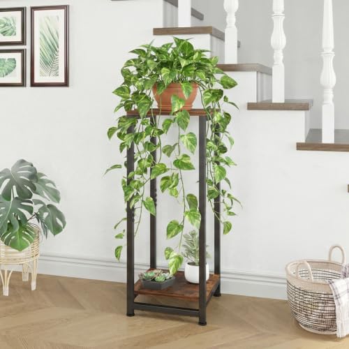 2-Tier Tall Plant Stand Indoor, Small Square Side Table for Home - size: 2-Tier