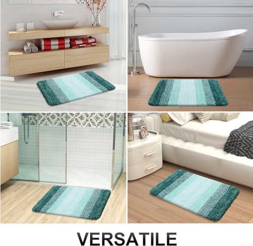 OLANLY Small Bathroom Rugs 24x16, Extra Soft Absorbent Microfiber Bath Rugs - color: Blackish Green, size: 24" X 16"