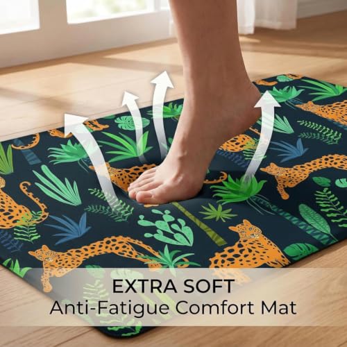 Kitchen Floor Mat 36x20in Waterproof Anti-Fatigue Kitchen Mats - color: Cheetah in Plant