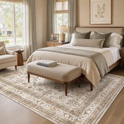 cotiled 6x9 Area Rug for Living Room, Washable, Traditional, Beige - color: Beige, size: 6' x 9' (Rectangular)