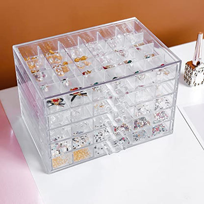 YUFONG Earring Storage Box Organizer 5 Drawers with 120 Small Compartments - color: Clear