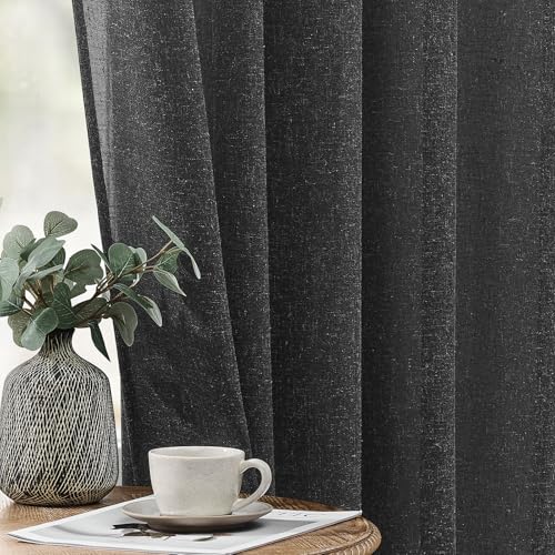 Gibelle Grey Boho Bedroom Curtains 84 Inch Length, Farmhouse Linen Curtains for Living Room, Bohemian Country Window Curtain Panels Tassel Draperies, 56’’W x 84’’L - color: Grey, size: 56"W x 84"L (Pack of 1)