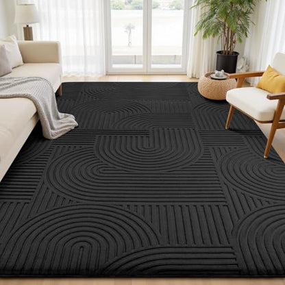 Sour Lemon 8x10 Area Rugs for Living Room Bedroom, Black Rug Large Carpet - color: Black, size: 8' x 10' (Rectangular)
