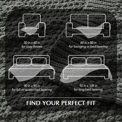 EVERGRACEHOME Chunky Chenille Knit Throw Blanket, 108x92, Charcoal Gray - color: Charcoal Gray, size: 108" X 92"