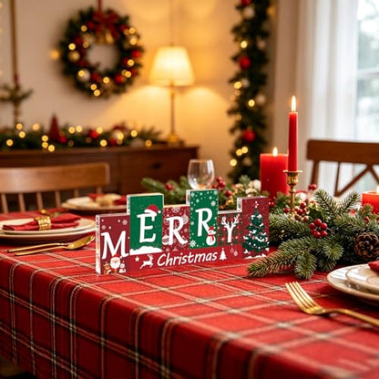 Merry Christmas Sign Winter Tiered Tray Decor Reversible Regalos De Navidad - color: small winter