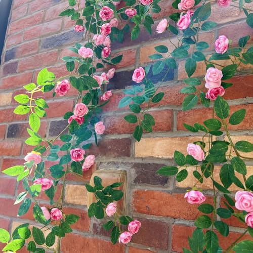2X 6FT Fake Rose Garland, Flower Garland,Artificial Flower wild Rose Vine - color: Pink, size: 2