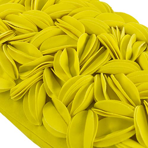 KINGROSE Velvet 3D Floral Lumbar Throw Pillow Cover, York Yellow, 12x20 in - color: York Yellow - Velvet