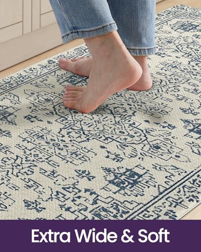 DEXI Kitchen Floor Mats Cushioned Anti Fatigue Runner Rug, 24x59 Blue - color: Blue/White, size: 59"L x 24"W x 0.4"Th