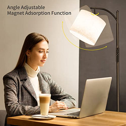 SUNMORY Arc Floor Lamp, Modern Floor Lamp with Remote Control and 9W Bulb - color: Black Remote Control