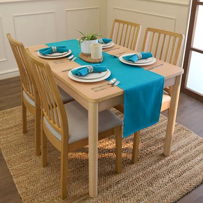 Encasa XO Table Runner, Cotton Canvas Dining Runner 13"x72" - color: Azul Blue, size: 13x72 in