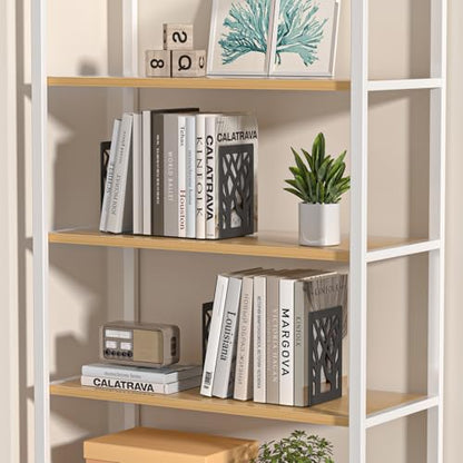 VFINE 6-Piece Modern Metal Bookends for Shelves, Black Tree Book Ends for Books, Decorative Book Organizer for Desk, Non-Skid Shelve Bookends for Home Office - style: Black bookend 3 pairs