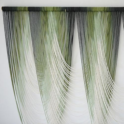 Macrame Wall Hanging Dip-Dyed Green Fiber Art Boho Wall Decor 57" W*41" L - color: Green