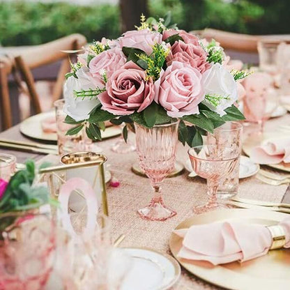 BLOSMON Dusty Pink Flower Centerpieces for Wedding: 10 Pcs, Faux Roses - color: Dusty Rose-3 Colors