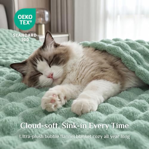 BEDELITE Sage Green 3D Fleece Bubble Throw Blanket for Couch, 50x60 Inches - color: Sage Green, size: Throw(50"x60")