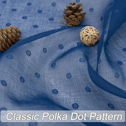 Pitalk Polka Dots Navy Blue Sheer Curtains 96 Inch for Living Room Bedroom - color: Navy Blue, size: 52"W x 96"L (Pack of 2)